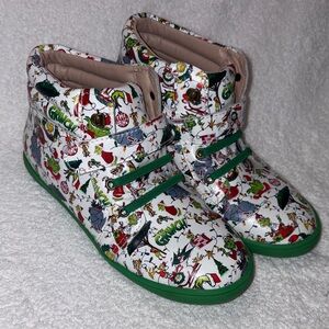 Little piggies Grinch Christmas high top Sneakers - Green and White unisex size